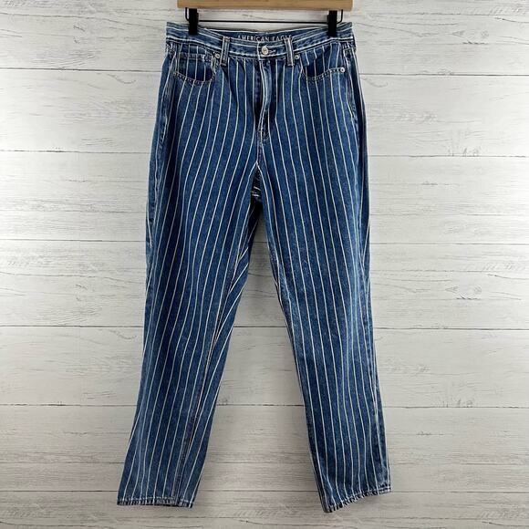 American Eagle Denim - American Eagle Railroad Stripe Mom Jeans Size 8